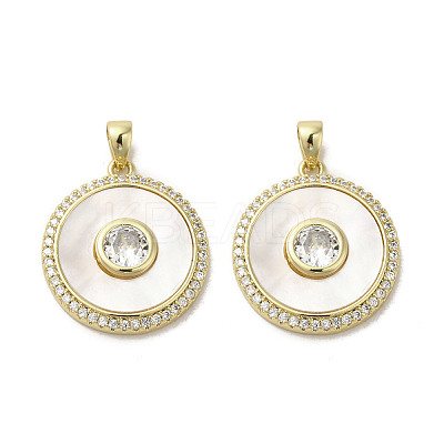 Brass Micro Pave Clear Cubic Zirconia Pendants KK-I708-02B-G-1