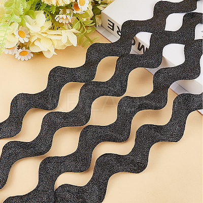 10 Yard Metallic Polyester Wavy Fringe Trim Ribbon SRIB-GF0001-38J-1