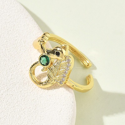 304 Stainless Steel Cubic Zirconia Cuff Open Rings for Women RJEW-Z122-02G-05-1