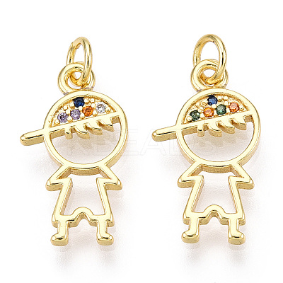 Brass Micro Pave Colorful Cubic Zirconia Pendants KK-E068-VF141-1