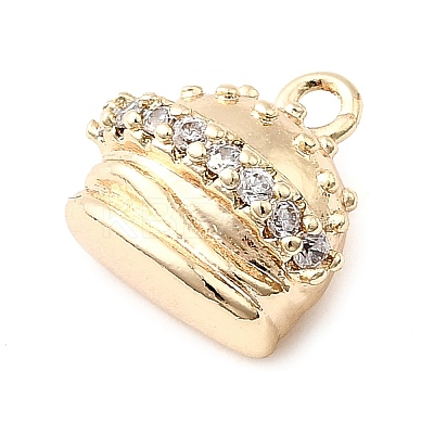 Brass Micro Pave Cubic Zirconia Charms KK-P337-03A-G-1