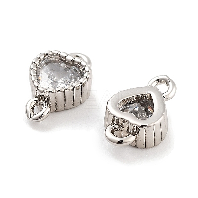 Brass Pave Clear Cubic Zirconia Connector Charms KK-P271-35P-1