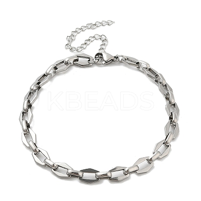 304 Stainless Steel Dapped Chains Bracelets for Men & Women BJEW-D042-26P-1