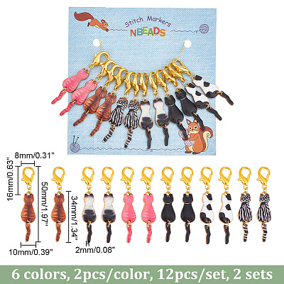 Cat Stitch Markers HJEW-AB00181-1