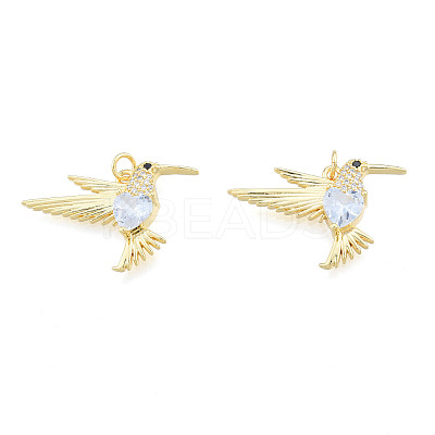 Brass Micro Pave Clear Cubic Zirconia Pendants ZIRC-N039-267-1