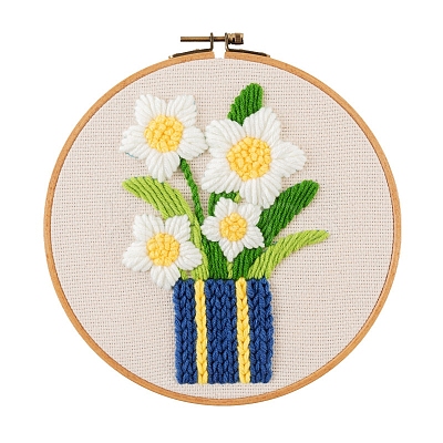 Flower Pattern DIY 3D Yarn Embroidery Painting Kits for Beginners PW-WG22484-06-1