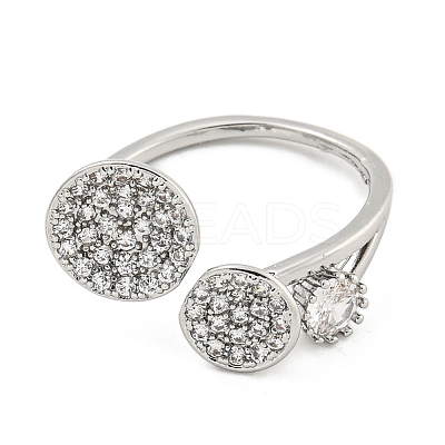 Brass Micro Pave Cubic Zirconia Cuff Rings RJEW-I103-099P-1