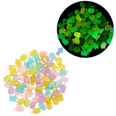 80Pcs 5 Colors Luminous Resin Decoden Cabochons RESI-AR0001-35-1