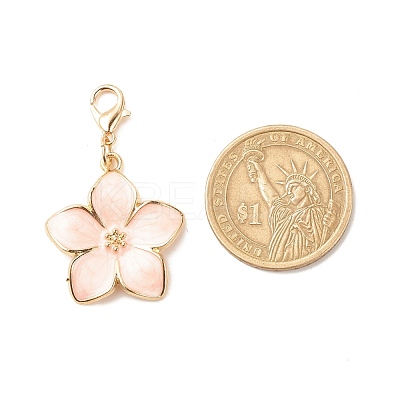 Alloy Enamel Flower Pendant Decorations HJEW-JM00657-03-1