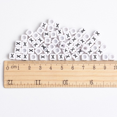 Acrylic Horizontal Hole Letter Beads X-PL37C9308-X-1