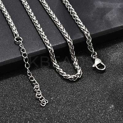 Non-Tarnish 316 Surgical Stainless Steel Wheat Chain Necklaces NJEW-M176-18-B-1