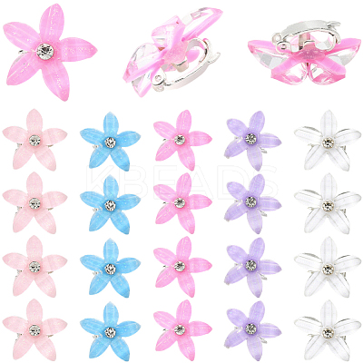30Pcs 5 Colors Zinc Alloy Resin Hair Fastener OHAR-SC0001-16A-1