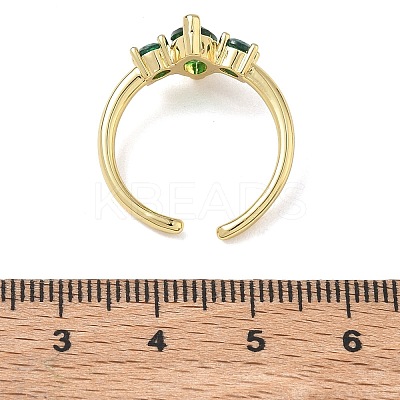 Brass Micro Pave Cubic Zirconia Cuff Open Rings for Women RJEW-L343-14G-06-1