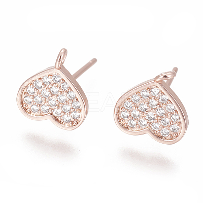 Brass Stud Earring Findings ZIRC-O034-20RG-1