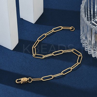 PVD Vacuum Plating 304 Stainless Steel Paperclip Chain Bracelets X-BJEW-I295-15G-1