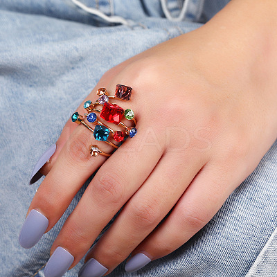 Alloy Rhinestone Multi-layer Rings LS-VU7935-5-1