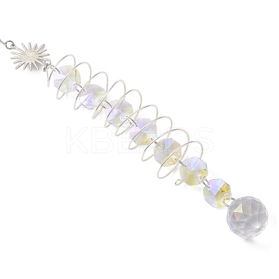 Glass Round & Octagonal Beads Hanging Suncatchers HJEW-JM04605-01-1