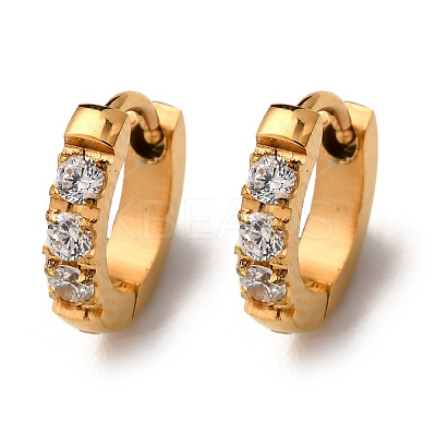 304 Stainless Steel Clear Cubic Zirconia Hoop Earrings EJEW-D331-18A-G-1