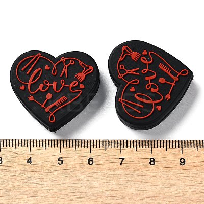 Food Grade Heart with Word Love Silicone Focal Beads SIL-NH0001-01B-1