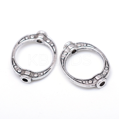 Donut Tibetan Style Alloy Bead Frames TIBE-R309-04AS-RS-1