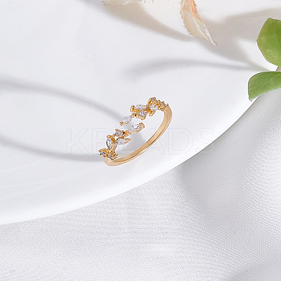 1Pc Brass Micro Pave Cubic Zirconia Cuff Rings for Women RJEW-LP0002-23D-1