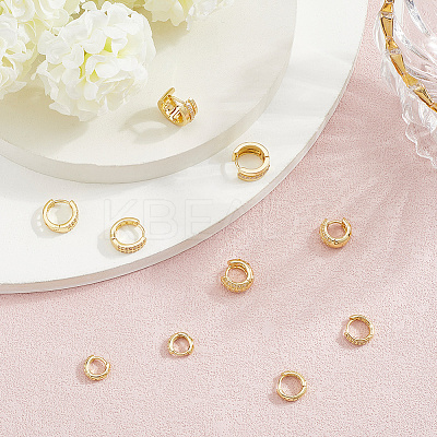 5 Pairs 5 Style Brass Micro Pave Clear Cubic Zirconia Hoop Earrings EJEW-BBC0002-01-1