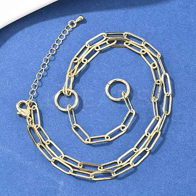 Brass Paperclip Chain Y Lariat Necklaces NJEW-H087-06G-G-1