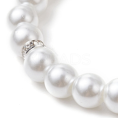 Alloy & Pearlized Glass Pearl Beads Stretch Bracelets for Women BJEW-JB11364-01-1