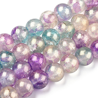 Baking Paint Crackle Glass Bead Strands DGLA-R053-05J-1