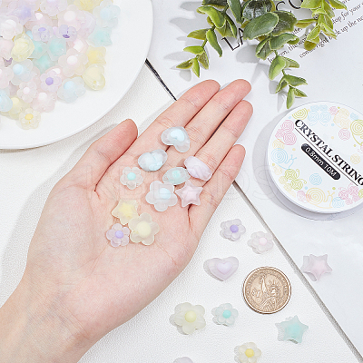 160Pcs 16 Styles Transparent Acrylic Beads and 1 Roll Elastic Crystal Thread DIY-SC0016-21-1