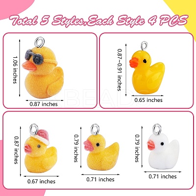 20Pcs 5 Styles Flocky Opaque Resin Pendants RESI-SZ0001-77-1