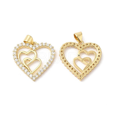 Brass Micro Pave Clear Cubic Zirconia Pendants ZIRC-L103-045G-1