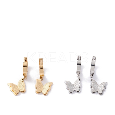 Ion Plating(IP) 304 Stainless Steel Textured Hoop Earrings EJEW-P191-29-1