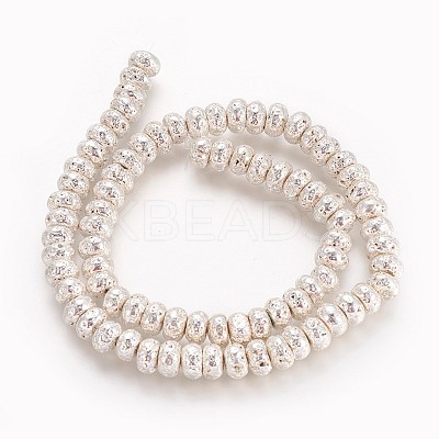 Electroplated Natural Lava Rock Beads Strands G-P400-06S-1