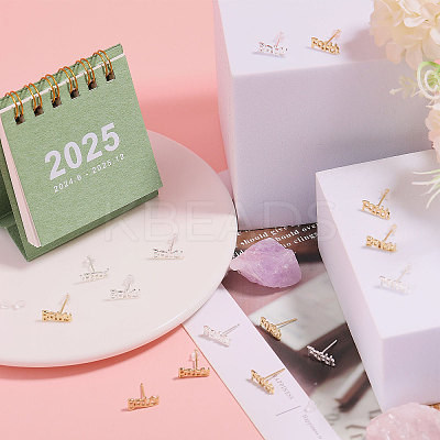16Pcs 4 Style Brass Word Faith & Baby Stud Earrings for Women KK-CA0002-44-1