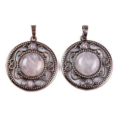 Natural Rose Quartz Pendants G-Q158-03-06-1