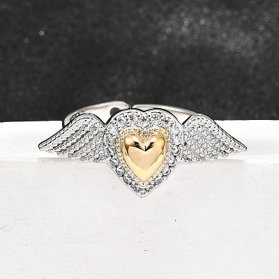 Gothic Style Brass Micro Pave Clear Cubic Zirconia Cuff Rings for Women RJEW-U051-02B-GP-1