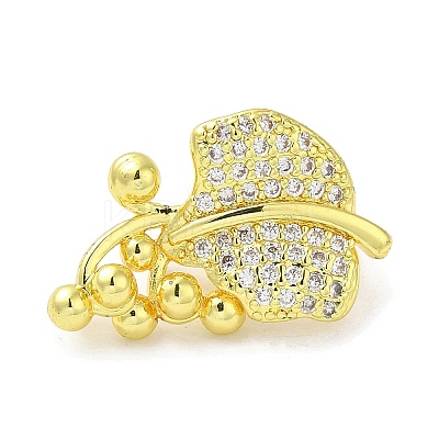 Rack Plating Brass Micro Pave Clear Cubic Zirconia Twister Clasps KK-F863-03G-1