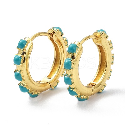 Brass Enamel Hoop Earring Findings KK-P205-06G-1