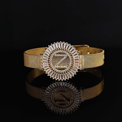 Brass Micro Pave Clear Cubic Zirconia Bangles for Women FS-WGA7409-12-1