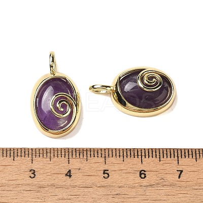 Natural Amethyst Oval Pendants G-K371-01G-07-1