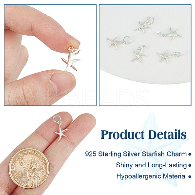 6Pcs 925 Sterling Silver Pendants STER-DR0001-33-1