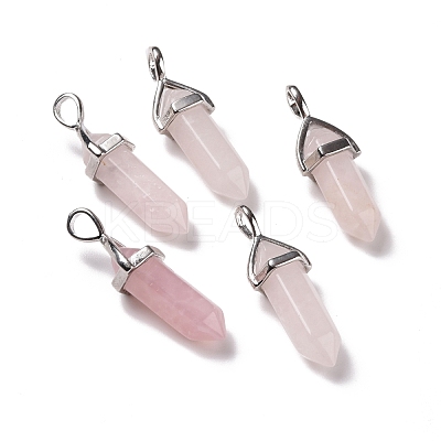 Natural Rose Quartz Pointed Pendants G-K329-52P-1