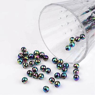 Faceted Colorful Eco-Friendly Poly Styrene Acrylic Round Beads SACR-K001-6mm-45-1