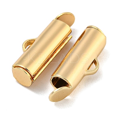 Brass Slide On End Clasp Tubes KK-N254-119G-01-1