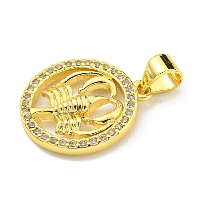 Brass Micro Pave Cubic Zirconia Pendants KK-K354-03G-10-1