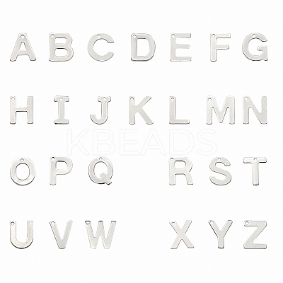 304 Stainless Steel Alphabet Letter Charms STAS-PH0019-70-1