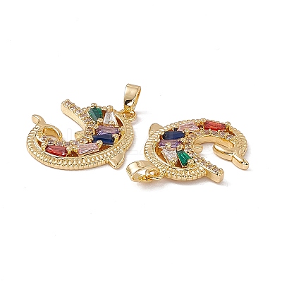 Brass Cubic Zirconia Pendants KK-B061-21G-01-1
