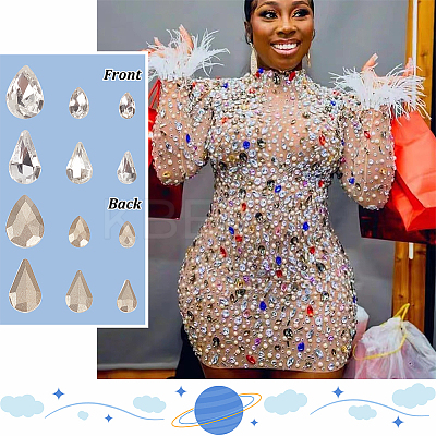 600Pcs 6 Style Glass Rhinestone Cabochons GGLA-HY0001-03-1
