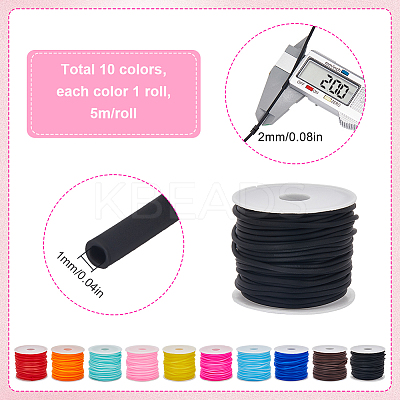 50M 10 Colors Hollow Pipe PVC Tubular Synthetic Rubber Cord RCOR-SC0001-02-1